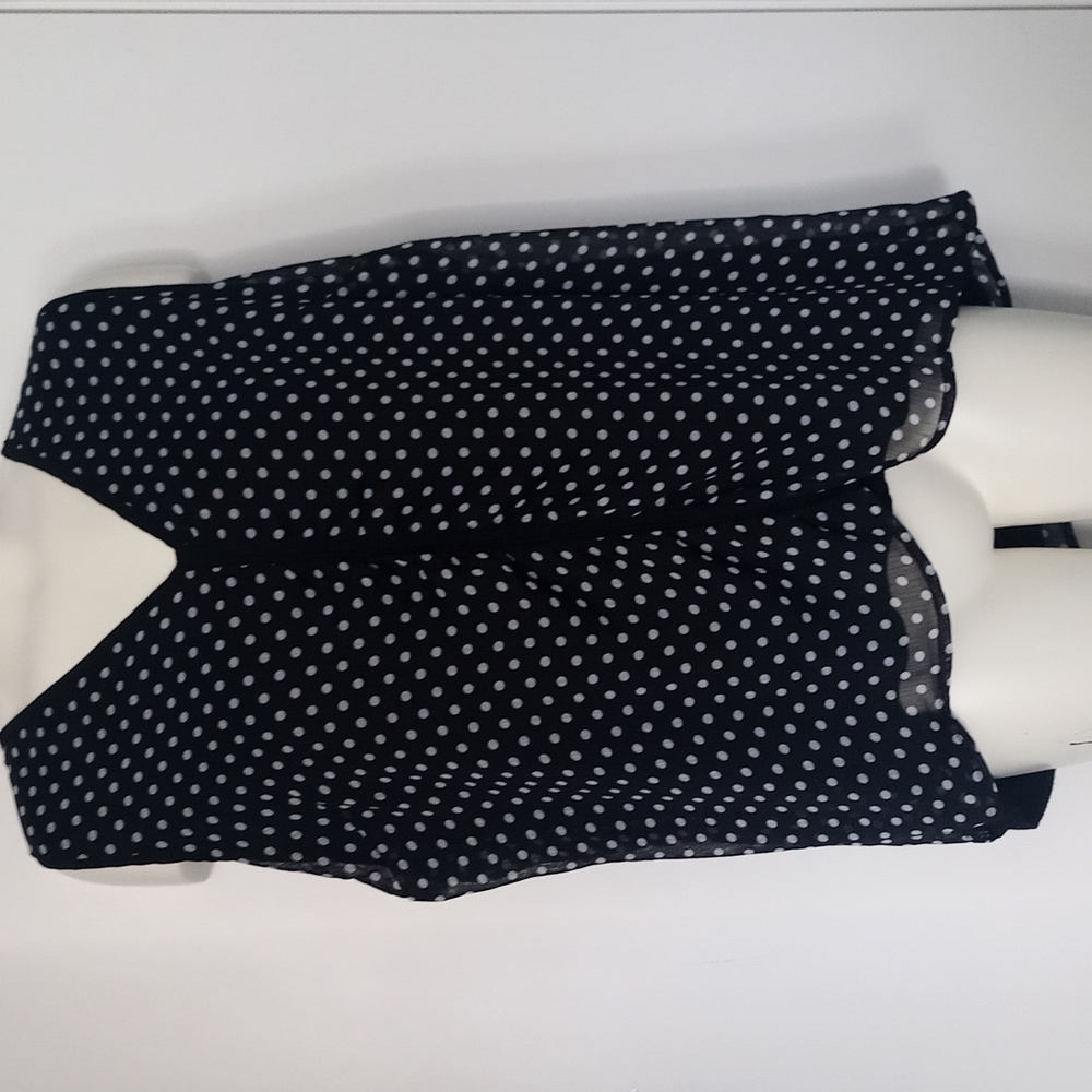 Faith & Joy Sheer Overlay sleeveless Polkadot Blouse
